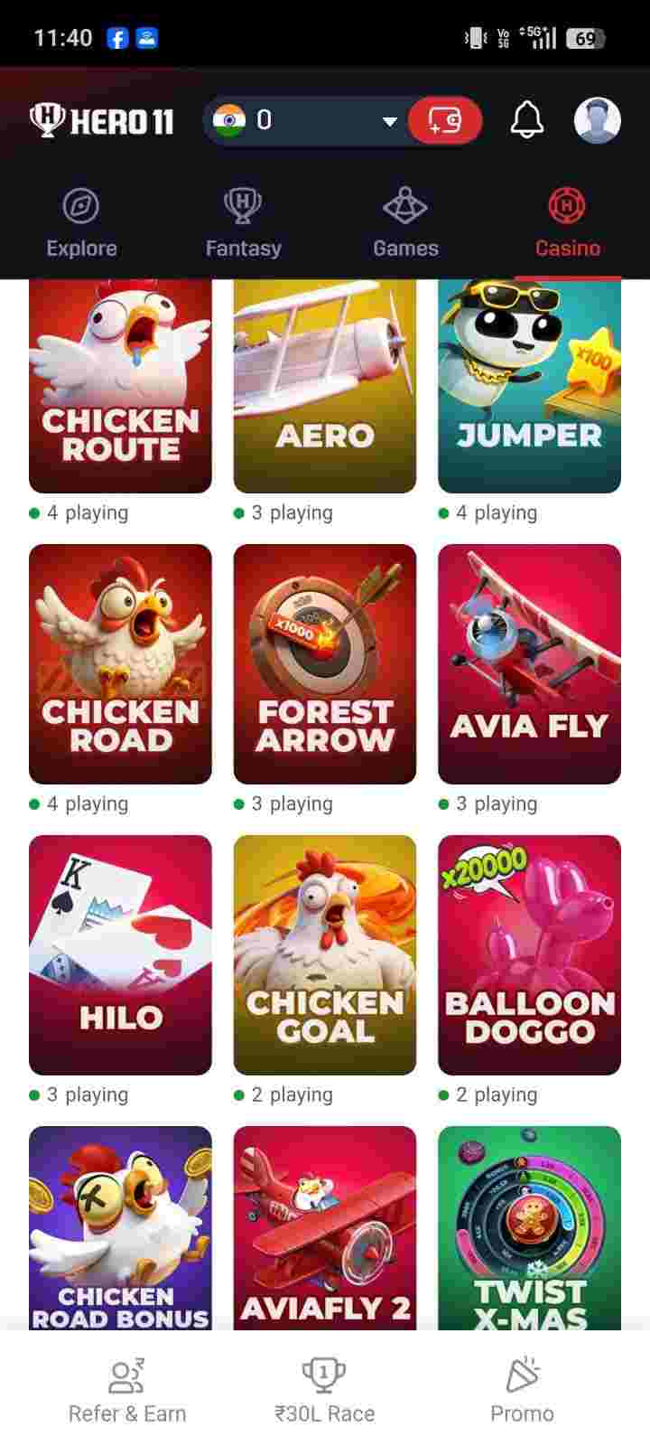 Hero11 Game App for Android with mobile gaming features